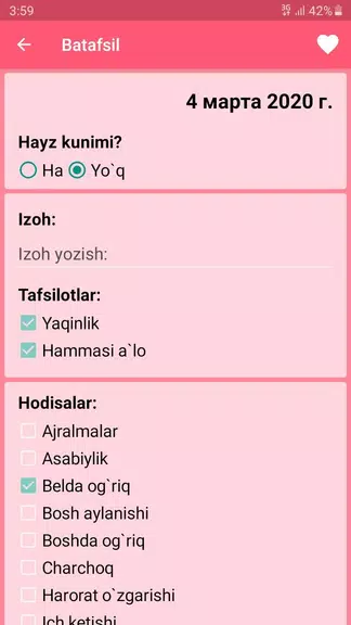 Ayollar kalendari va kundaligi Captura de tela 3