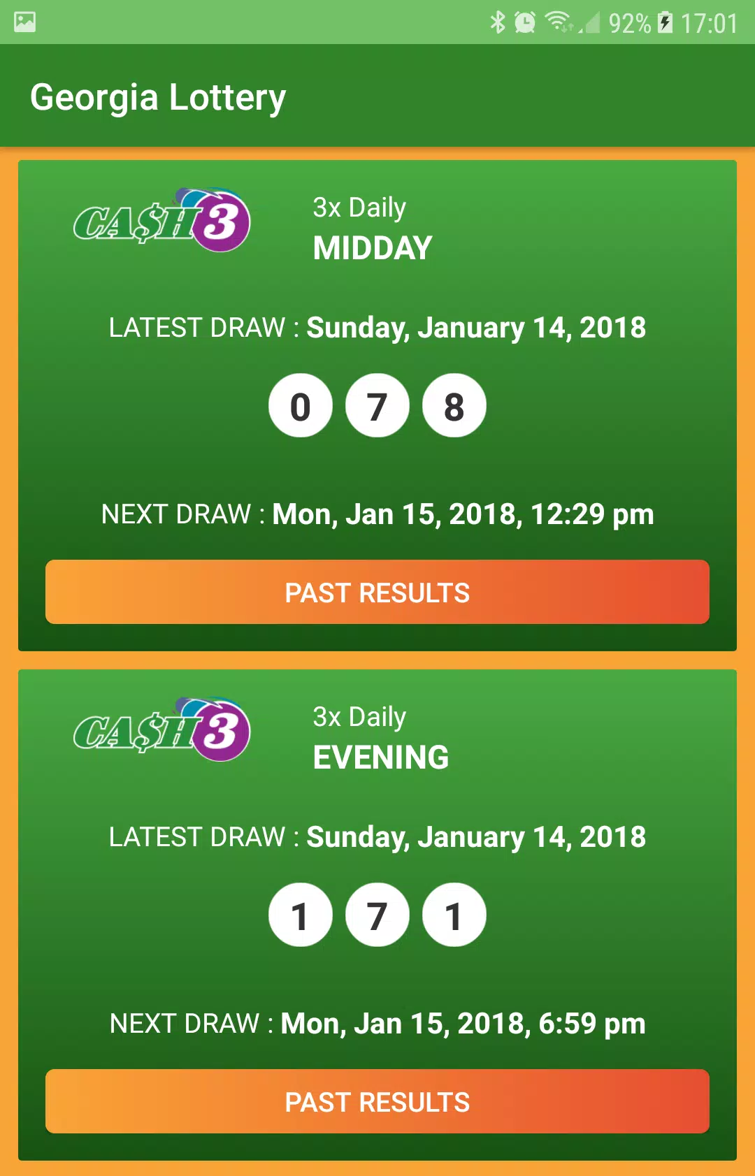 Georgia Lottery Results ဖန်သားပြင်ဓာတ်ပုံ 1