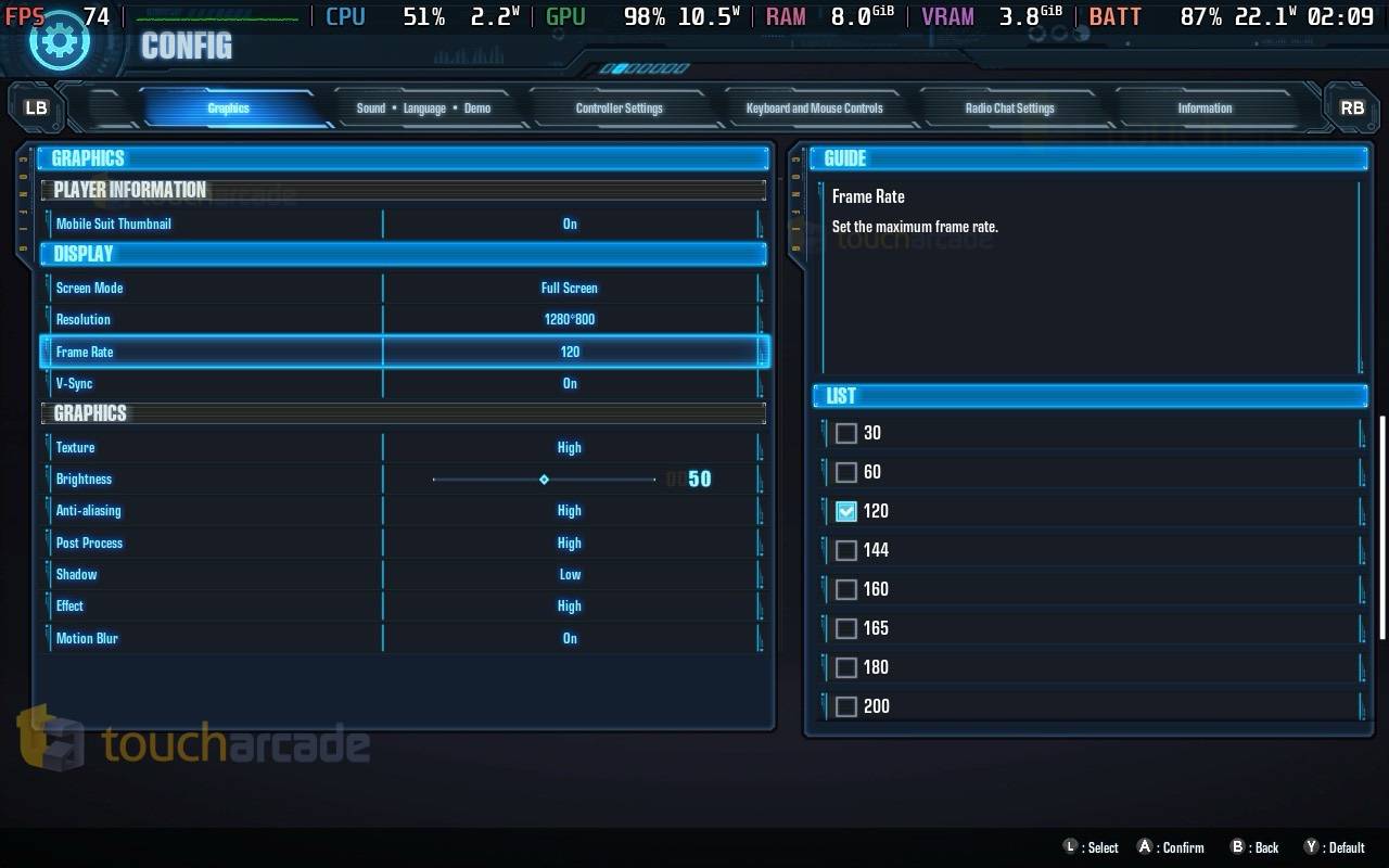 Gundam Breaker 4 Graphics Settings Screenshot