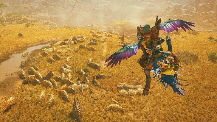 Hunter observing creatures in Monster Hunter Wilds