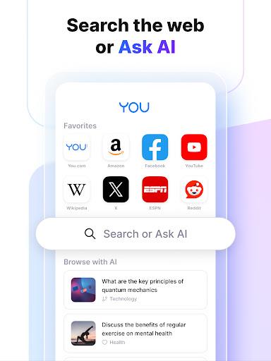 Schermata You.com AI Search and Browse 2
