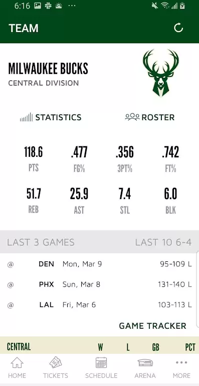 Schermata Bucks & Fiserv Forum App 2