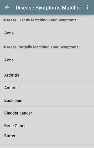 Disease Symptoms Matcher स्क्रीनशॉट 1
