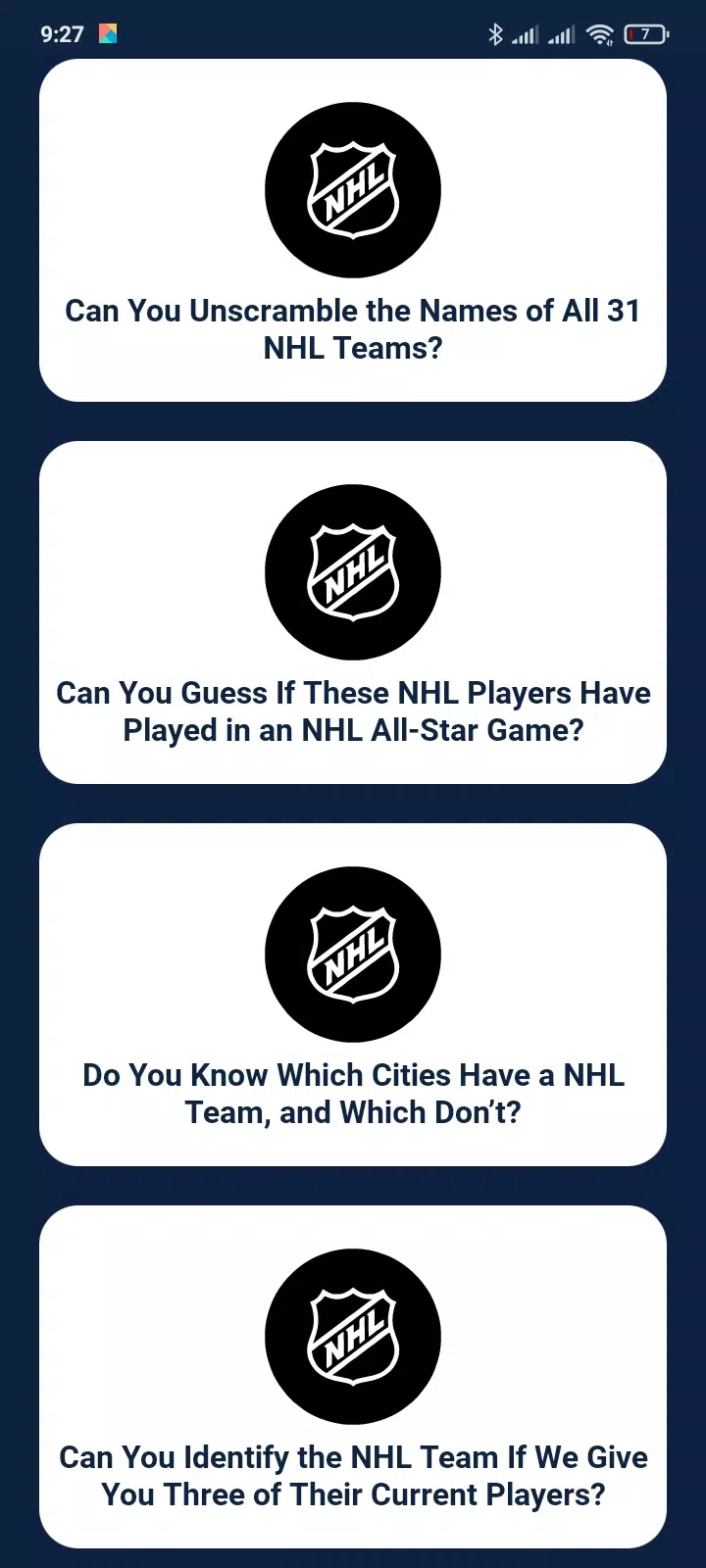 Schermata Trivia Game For NHL Addict! 1