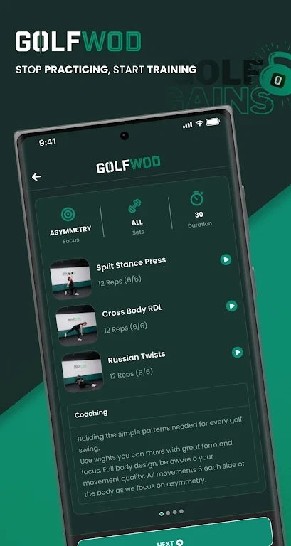 GOLFWOD - Golf Fitness Workout Zrzut ekranu 1