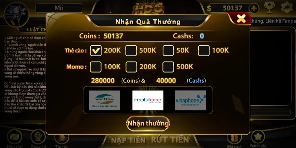 Game bài nhận quà khủng - HDG スクリーンショット 3