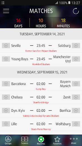 Live Scores for Champions League Captura de tela 1