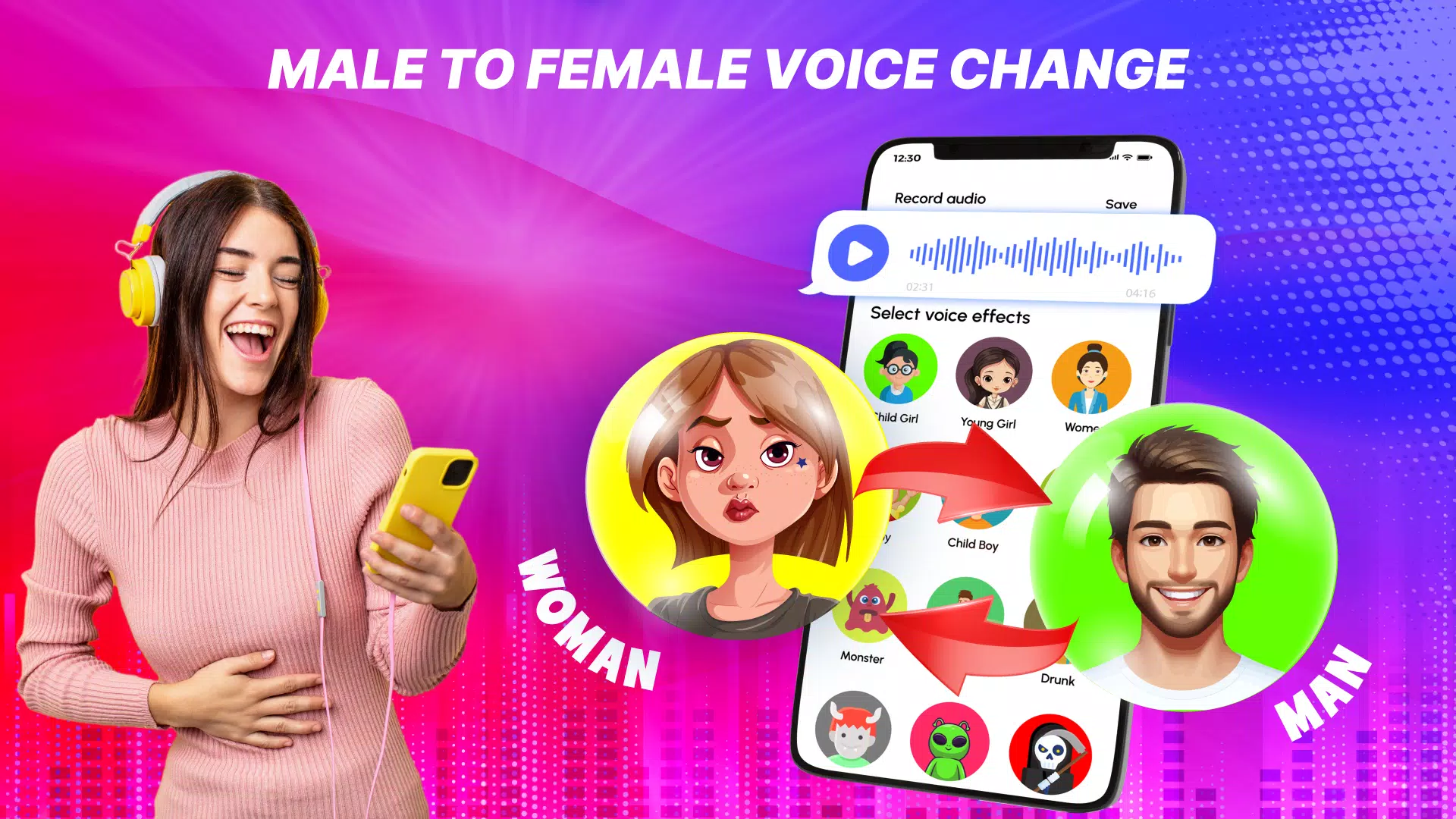 Voice Changer Male to Female Ekran Görüntüsü 3
