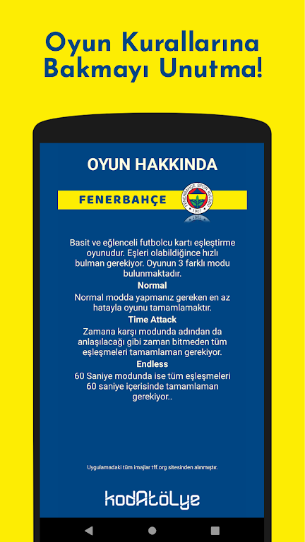 Fenerbahçe Futbolcu Kart Eşleştirme Oyunu Скриншот 4