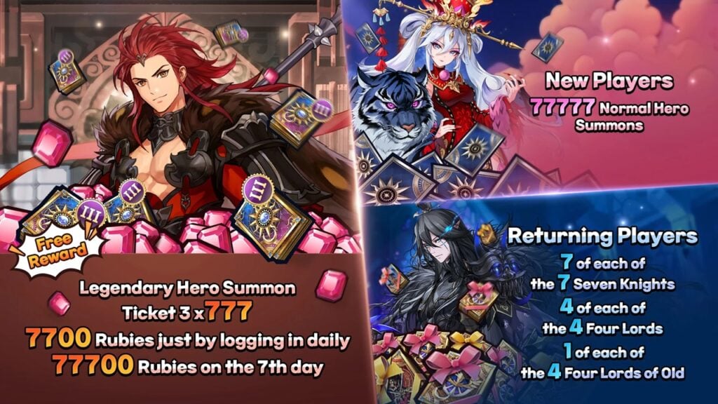 7K Bonanza: tiri e rubini gratuiti in Seven Knights Idle Adventure