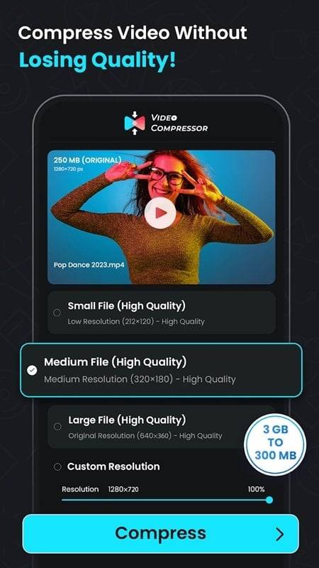 Video Compressor: Resize Video स्क्रीनशॉट 1