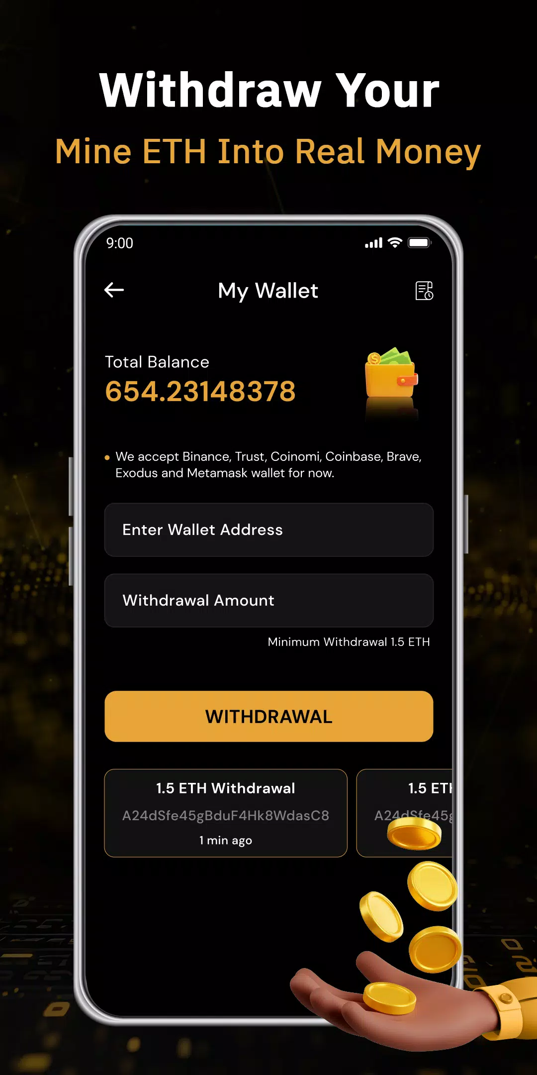 ETH Cloud Miner- Earn Ethereum ဖန်သားပြင်ဓာတ်ပုံ 3