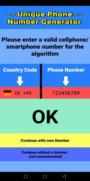 Unique Phone Number Generator ဖန်သားပြင်ဓာတ်ပုံ 1