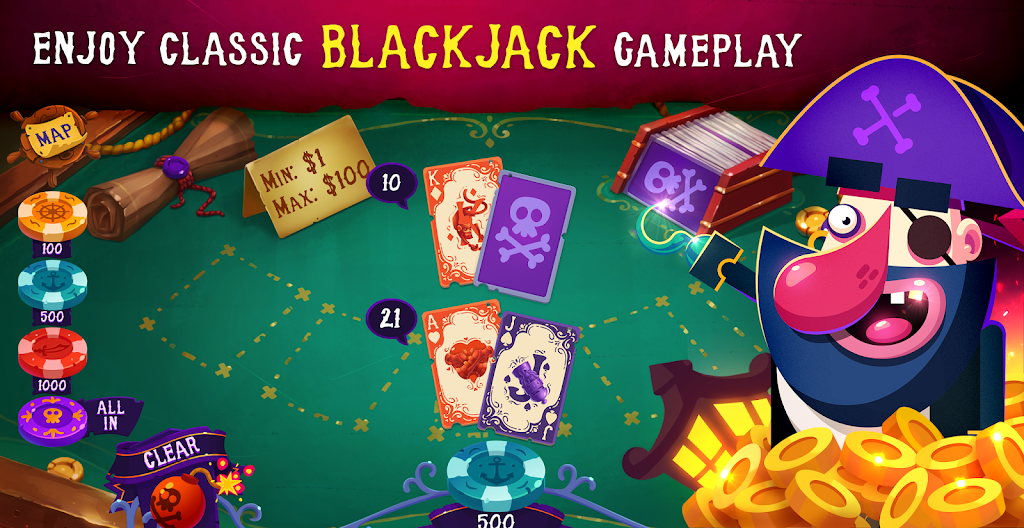 Pirates: Blackjack Free 21 ⚓ ဖန်သားပြင်ဓာတ်ပုံ 1