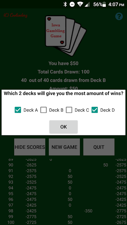Iowa Gambling Game: Decision Making With Cards应用截图第3张