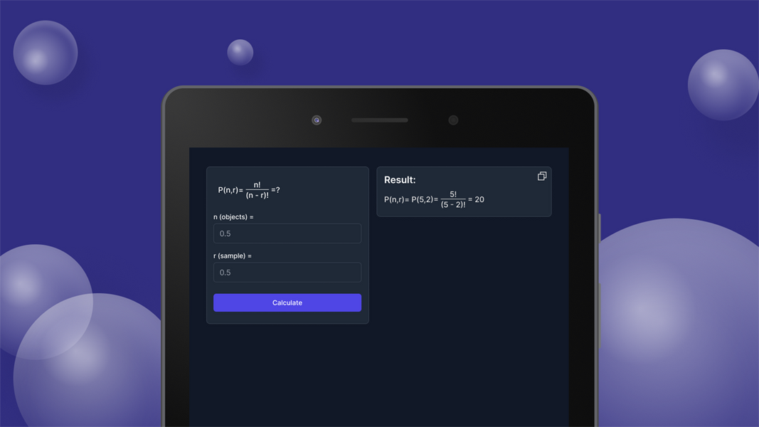 Permutations Calculator Tangkapan skrin 1