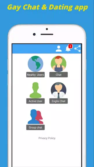 Schermata Gay Chat App & Gay Dating App 1