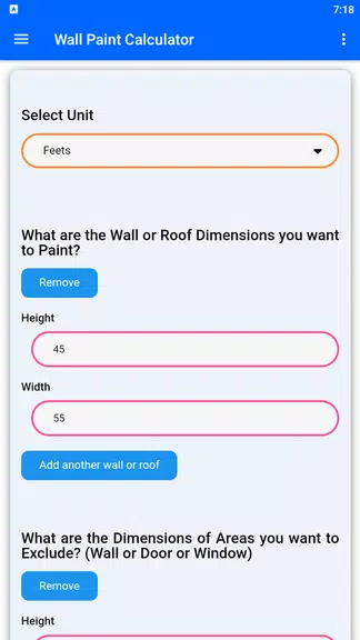 Wall Paint Calculator Schermafbeelding 1