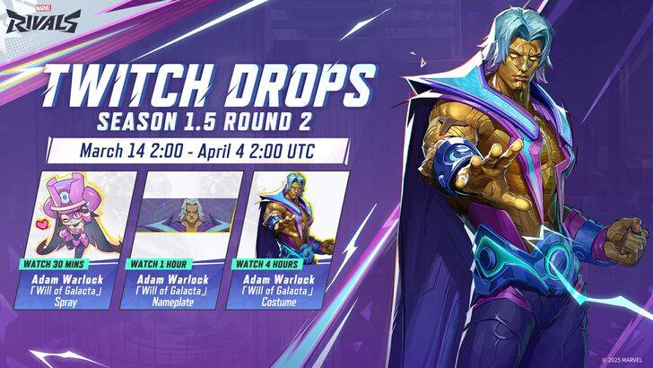 Marvel rivalen Adam Warlock Skin te zien naast andere gratis Twitch Drop Rewards