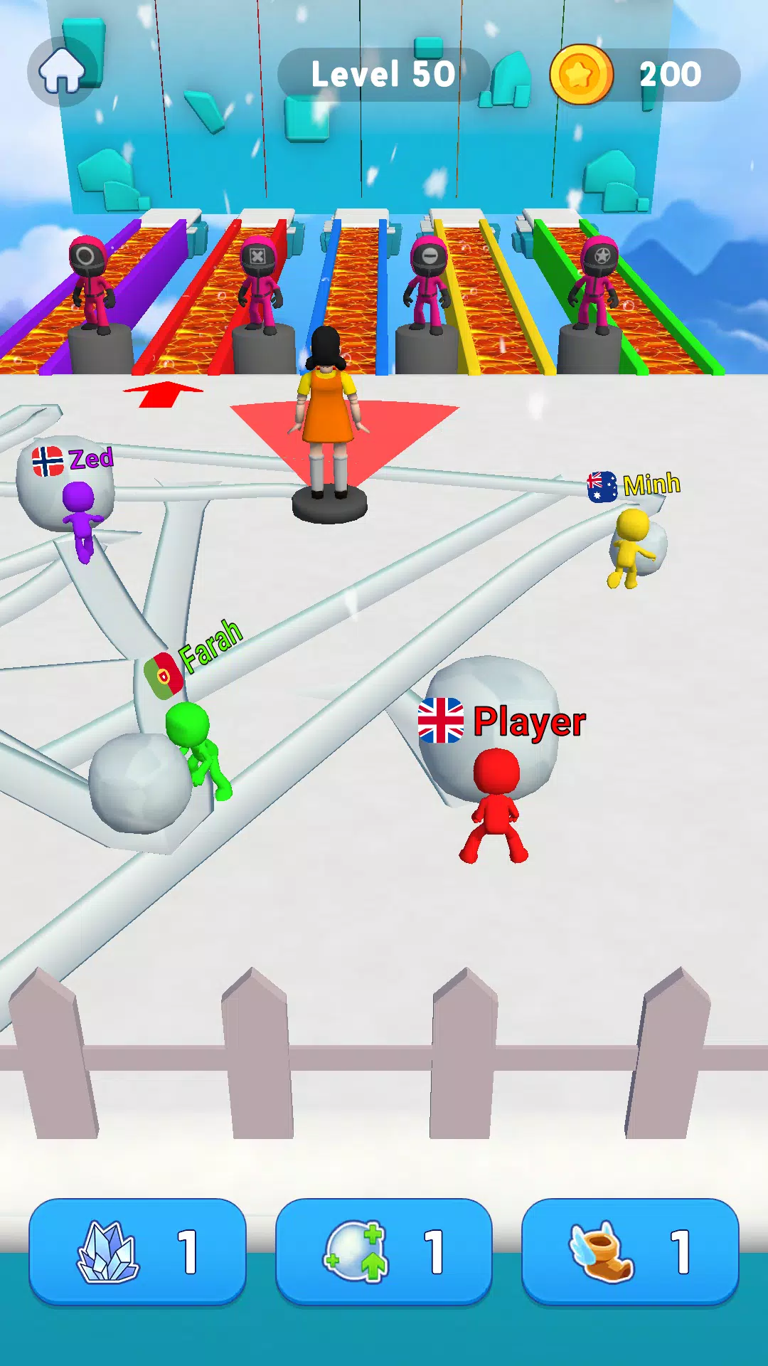 Schermata Snowball Race 3D: Ice Bridge 1