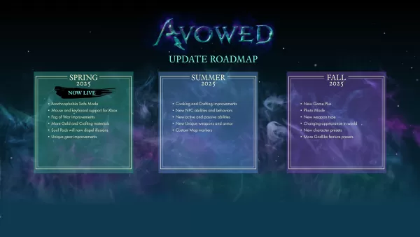 Avowed 1.4補丁添加了蛛網恐懼症模式，顯示2025路線圖