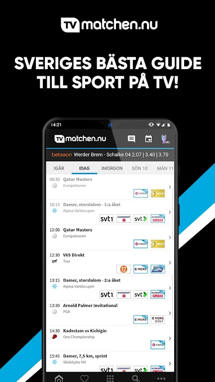 TVmatchen.nu - sport på TV स्क्रीनशॉट 1