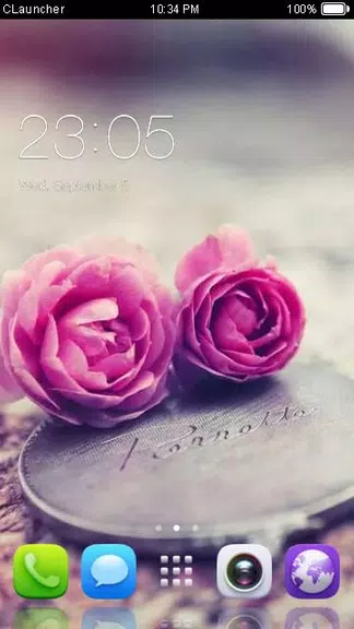 Pink Roses Theme C Launcher 스크린샷 1