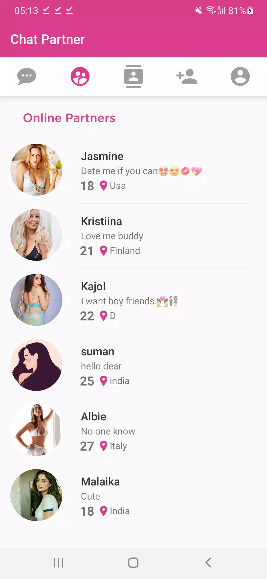 Schermata Chat Partner 4