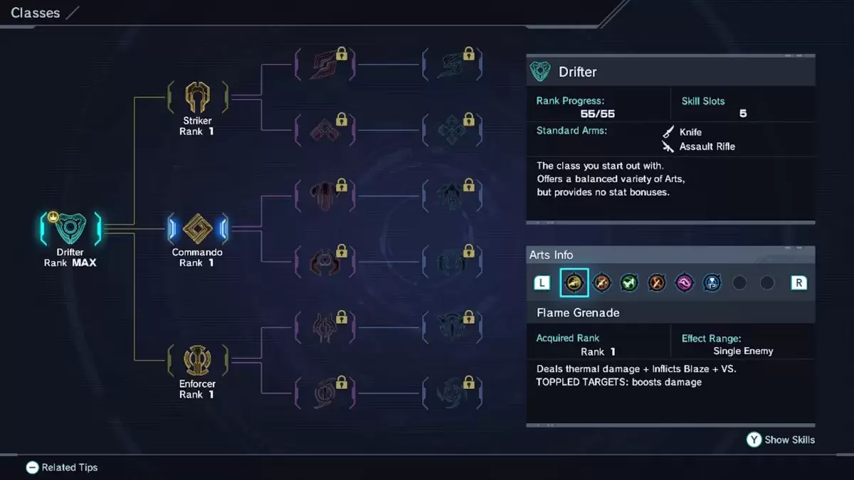 Drifter class selection in Xenoblade Chronicles X