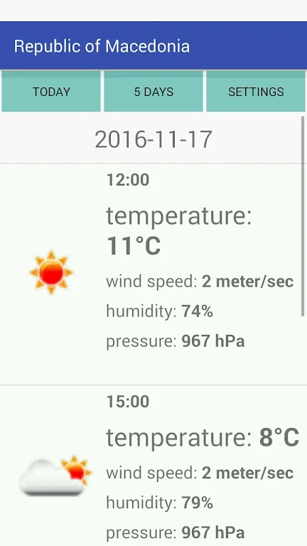 Schermata Republic of Macedonia Weather 1