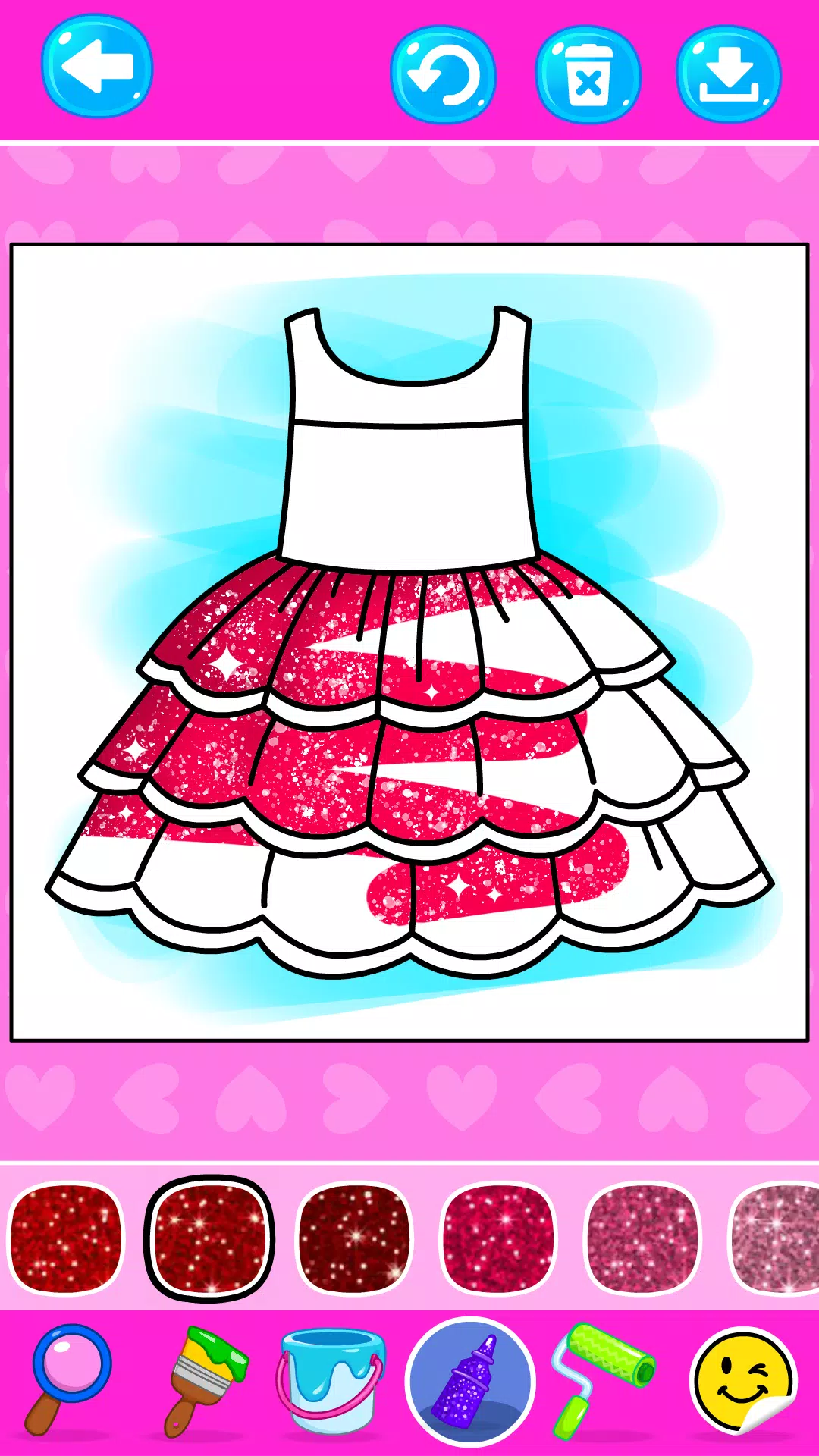 Girls Glitter Dress Coloring Zrzut ekranu 2