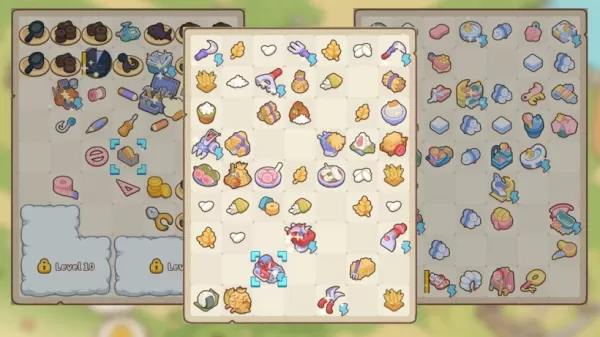 Uma foto de vários itens de mesclagem, como ferramentas de jardim da Merge Cat Town