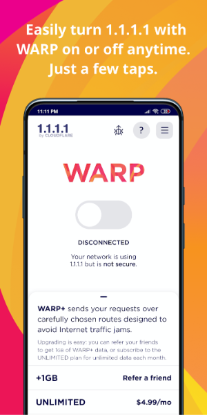 1.1.1.1 WARP: Safer Internet Ảnh chụp màn hình 1