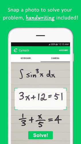 Cymath - Math Problem Solver स्क्रीनशॉट 1