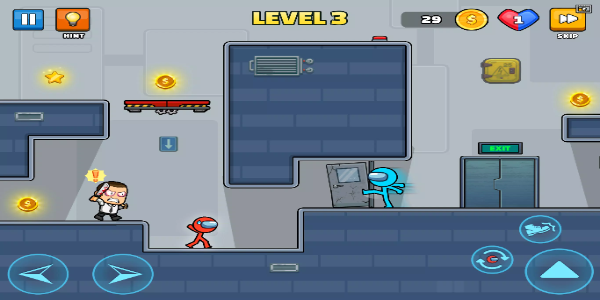 Red Blue Stickmen: Escape Game ภาพหน้าจอ 1