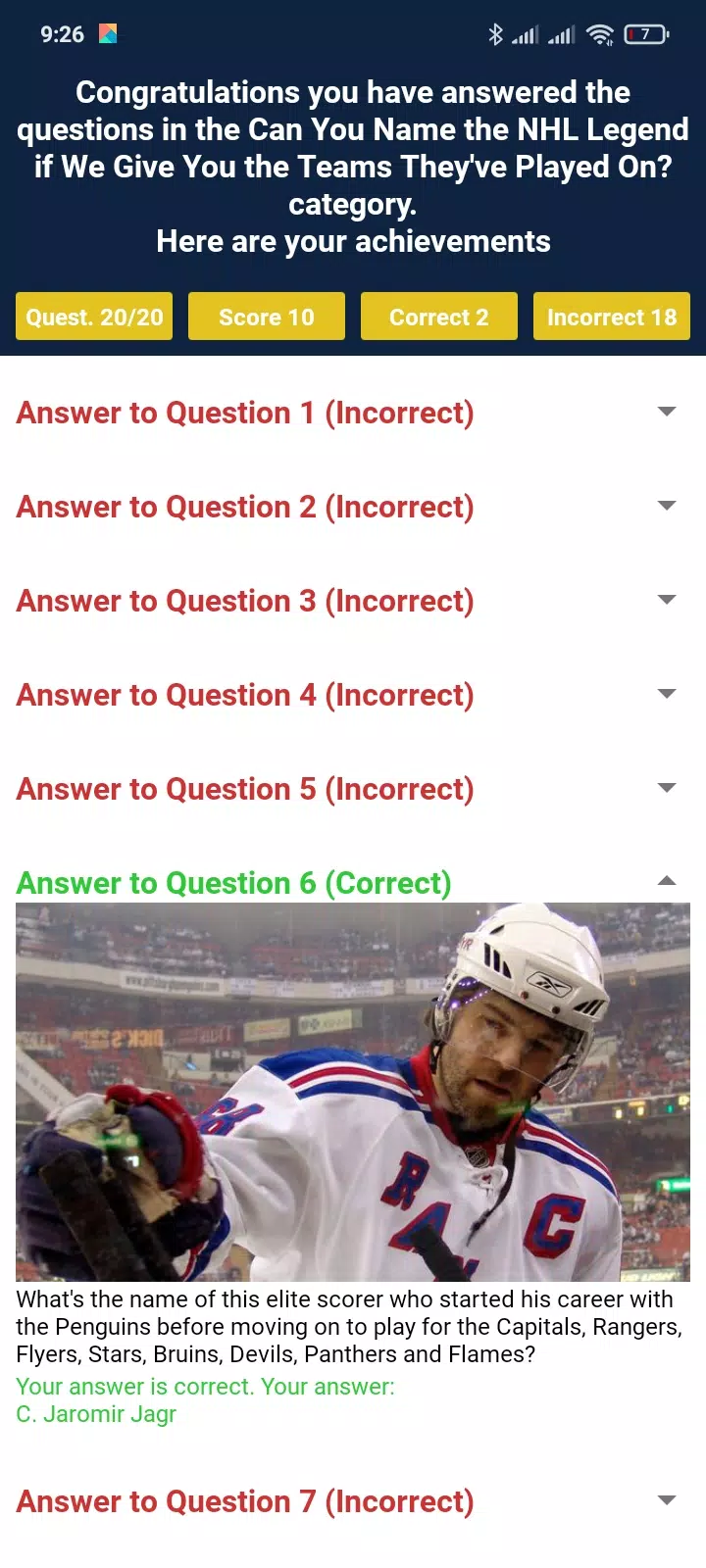 Schermata Trivia Game For NHL Addict! 2