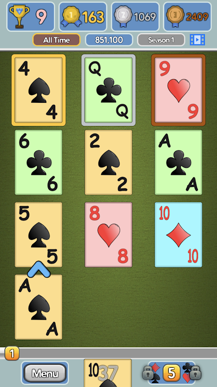 One Stack Solitaire: Free Card Game 스크린샷 1