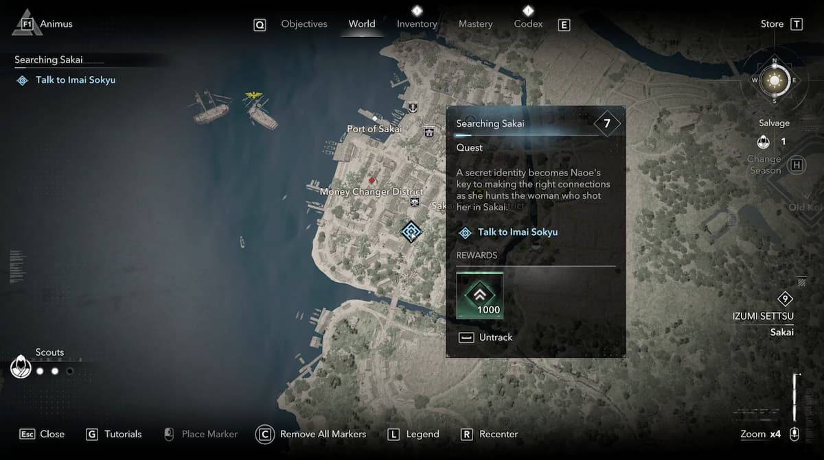 Местоположение Imai Sokyu в Assassin's Creed Shadows