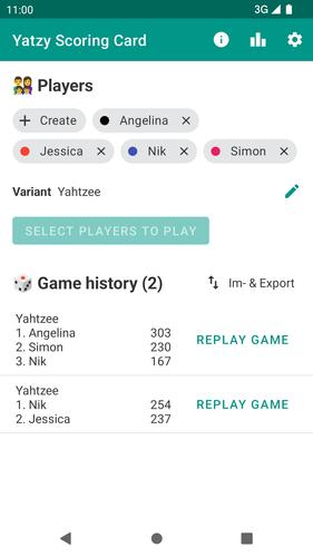 Yatzy Scoring Card Screenshot 1