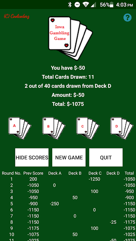 Iowa Gambling Game: Decision Making With Cards应用截图第1张