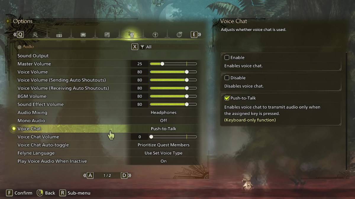 Ustawienia czatu głosowego Monster Hunter Wilds