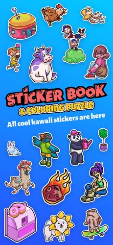 Sticker book & coloring puzzle Captura de tela 1