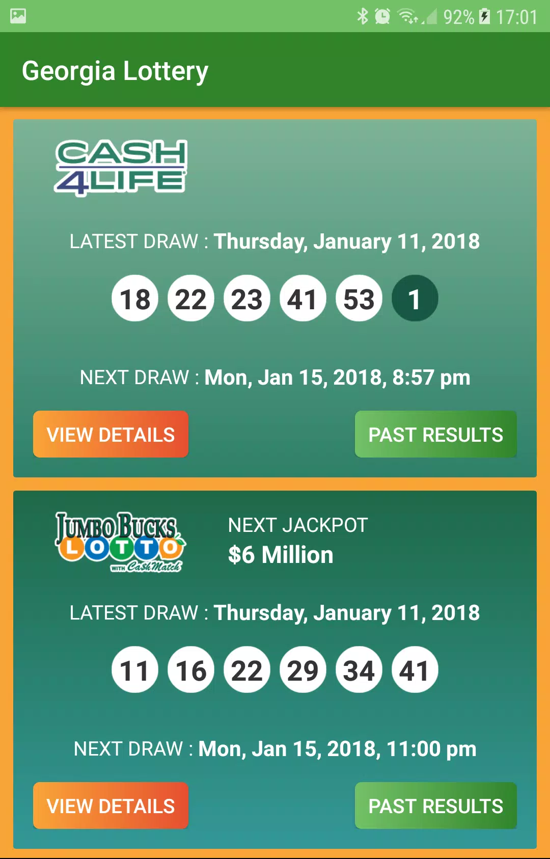 Georgia Lottery Results ဖန်သားပြင်ဓာတ်ပုံ 2